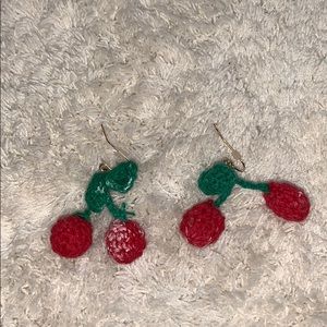 Cherry yarn earrings